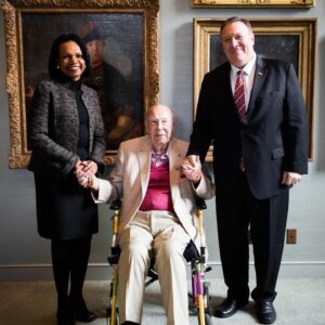 Condoleezza Rice Instagram - Secretary George Shultz & I were honored to host @secpompeo at the Hoover Institution yesterday. Thank you to all of the students for generating such an insightful policy discussion with your thoughtful questions. #hooverinstitution #stanford