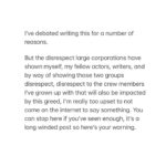 Conor Leslie Instagram – I’m saddened but not surprised that those with financial power would disrespect the artists that help them get there. 
Shocking, I wrote something too long for a caption. 
Read it or don’t, agree or don’t, but greed disgusts me and I’m proud to be an artist standing by my community of writers & now actors. 

This is one of my first headshots from when I was 12. 
(Don’t ask me what that hat and necklace choice was… it was 2003. We aren’t hear to discuss it but it’s called fashun. There’s another vogue worthy lewk in the last slide if you make it that far and it’s my current pissed off expression.)

❤️