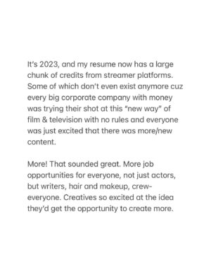 Conor Leslie Instagram - I’m saddened but not surprised that those with financial power would disrespect the artists that help them get there. 
Shocking, I wrote something too long for a caption. 
Read it or don’t, agree or don’t, but greed disgusts me and I’m proud to be an artist standing by my community of writers & now actors. 

This is one of my first headshots from when I was 12. 
(Don’t ask me what that hat and necklace choice was… it was 2003. We aren’t hear to discuss it but it’s called fashun. There’s another vogue worthy lewk in the last slide if you make it that far and it’s my current pissed off expression.)

❤️