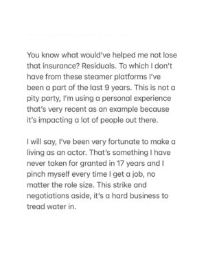 Conor Leslie Instagram - I’m saddened but not surprised that those with financial power would disrespect the artists that help them get there. 
Shocking, I wrote something too long for a caption. 
Read it or don’t, agree or don’t, but greed disgusts me and I’m proud to be an artist standing by my community of writers & now actors. 

This is one of my first headshots from when I was 12. 
(Don’t ask me what that hat and necklace choice was… it was 2003. We aren’t hear to discuss it but it’s called fashun. There’s another vogue worthy lewk in the last slide if you make it that far and it’s my current pissed off expression.)

❤️