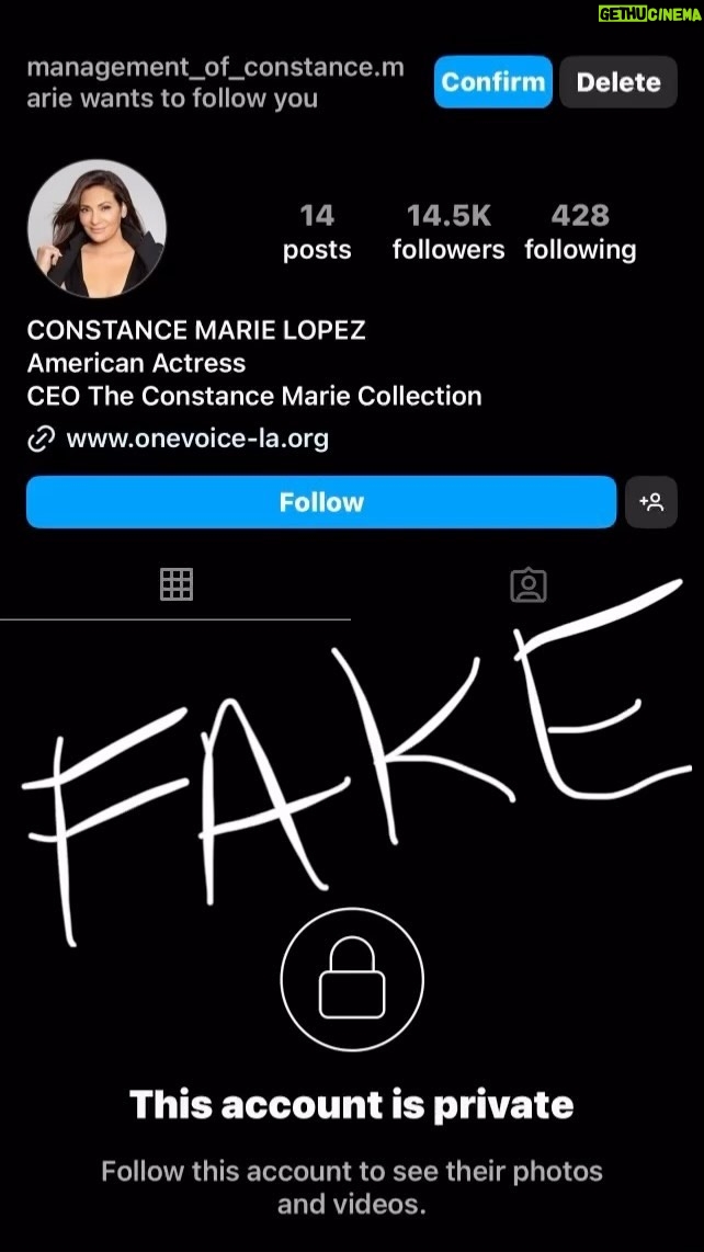 Constance Marie Instagram - 🚨FAKE ACCOUNT ALERT🚨 Please know this is not me. I do not know who this is. Do NOT FOLLOW THEM‼️ Sorry to ask but can you PLEASE REPORT them so instagram takes it down.‼️ Thank you so much everyone. 💕 Have a great night! ✨🙏🏽✨ # #Imposter #Fyp #Tuesday