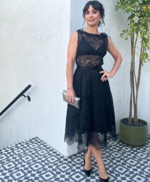 Constance Zimmer Instagram - I got dressed up for my best friend to celebrate her work on #theholdovers at the Oscars! Loved this @united_wood outfit! Loved this glam @violetartistry! Loved the @mayabrenner diamonds!! Loved this night with my bestie of over 25 years! Loved celebrating Hollywood!