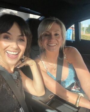 Constance Zimmer Instagram - I got dressed up for my best friend to celebrate her work on #theholdovers at the Oscars! Loved this @united_wood outfit! Loved this glam @violetartistry! Loved the @mayabrenner diamonds!! Loved this night with my bestie of over 25 years! Loved celebrating Hollywood!