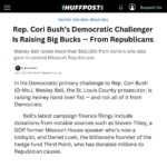 Cori Bush Instagram - When you’re backed by AIPAC, there’s nothing you won’t compromise on for a MAGA check. Just ask @coribush’s opponent and his Josh Hawley megadonors.
