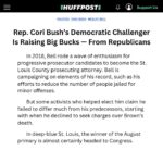 Cori Bush Instagram - When you’re backed by AIPAC, there’s nothing you won’t compromise on for a MAGA check. Just ask @coribush’s opponent and his Josh Hawley megadonors.