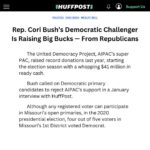 Cori Bush Instagram - When you’re backed by AIPAC, there’s nothing you won’t compromise on for a MAGA check. Just ask @coribush’s opponent and his Josh Hawley megadonors.