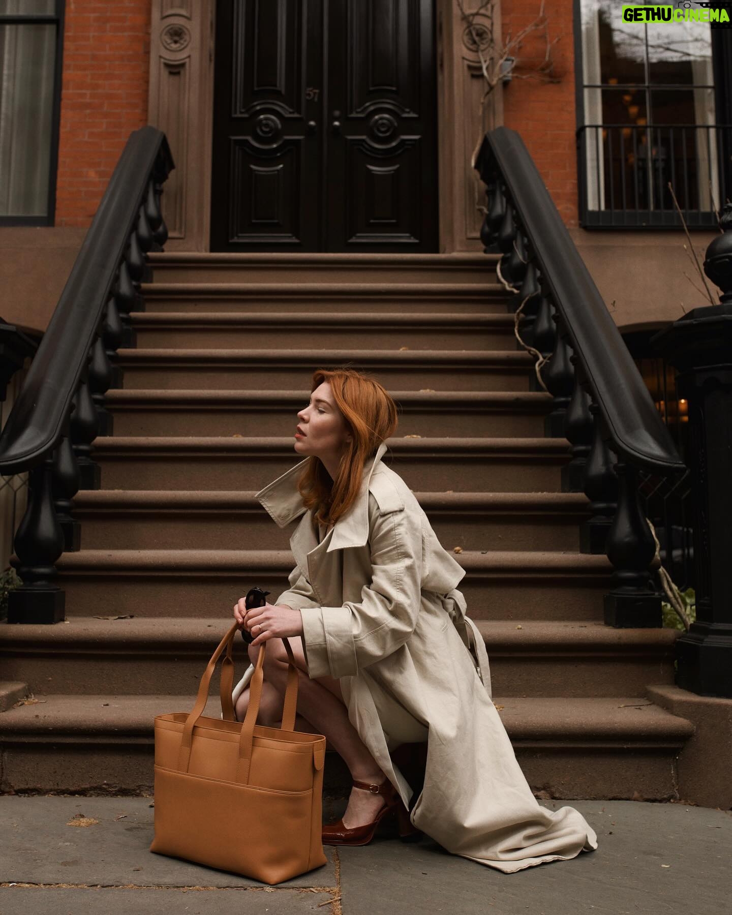 Courtney Halverson Instagram - An afternoon spent roaming the west village, and keeping my @monostravel by my side. Perfect for my commute into the city as there’s room for my laptop on the way in, and room for flowers to bring home. #partnership | #romanticstyle #nyc #westvillage
