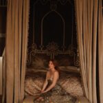 Courtney Halverson Instagram - I am living permanently in my dream, from which I make brief forays into reality. 🗝️ And this scene feels entirely out of a dream - or maybe a book or a movie? Is there one that comes to mind for you? For me, it reminds just a little bit of the Secret Garden or maybe A Little Princess, but that may be because I was raised on both of those films. Another series from this dreamy bedroom in @ashfordcastle in which I very much did not wish to return to reality. . . . quote by Ingmar Bergman . . #romanticstyle #feminineenergy #portraitmood #vintagevibes