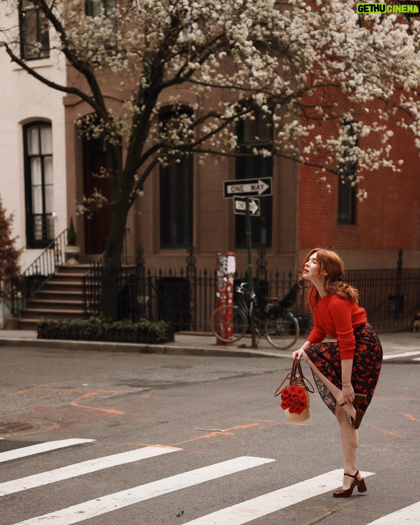 Courtney Halverson Instagram - Please consider this my love letter to spring in NYC. This is only my third spring since swapping California for the east coast and in many ways it feels like the third spring I’ve ever experienced in my life. The way the flowers appeared on the trees right when it felt like I needed them most; right when I very nearly doubted that spring would ever return after the slow down of winter. The trees and the flowers and the taxis and the birds and the neighborhoods - all of it a beautiful jumble together that I very much missed. Have you visited NYC in the spring? And did you fall in love with it too? 🚕 . . . Wearing head to toe @sezane as captured by @krystal_bick | #feminineenergy #sezane #nycspring #romanticstyle #cinematicmoment