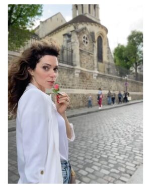Courtney Henggeler Instagram - Welcome to my virtual Parisian scrapbook, starring: @veryvness, our matcha lattes cups, a blinding amount of wind, Photos that might as well have been taken in my garage since there is no actual Parisian landmark in it, and me. The girl who spent the majority of 4th grade  convincing her class she was French by informing them she ate French toast for breakfast . 

These photos would have come in handy 4th grade Courtney.