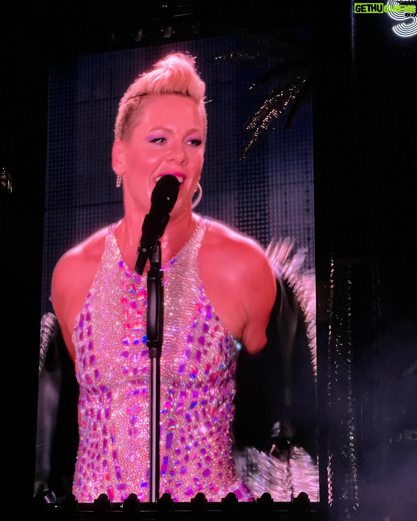 Courtney Kemp Agboh Instagram - Oh my Lord @pink was just amazing last night. Soaring through the air upside down, singing her heart out, reminding us to love the imperfect versions of ourselves… and then she brought out @alanis and they sang “You Oughta Know” together and my inner teenager from CT exploded into a blur of Doc Martens, flannel and joy and for a minute they made 1990-1994 okay and not something I have to heal from but something I fucking survived. Live music with real artists can do that. AI can’t. Just sayin’. Thanks to @pink @alanis @benatargiraldo for the unbelievable music and dance we witnessed tonight.