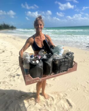 Cristina Zenato Instagram - “You will never make a difference,” said the old man.
“But I made it for that one,” replied the young person - from the Starfish Story
Every day, we are bombarded and overwhelmed with news about the negative course our planet and the environment are taking. 
We watch most of the time helpless at the, literally, rivers of plastic choking our streams, reversing into the ocean, killing all animals indiscriminately. We hear about these pollutants returning to us, into our plates and drinking water.
We watch as truckloads of garbage and abandoned goods are taken away. Remember, when we throw something away, it doesn’t go to a magic place called “away. “ It goes somewhere else on this planet. 
We feel that anything we do won’t make much of an impact. 
Each of us has the power to be the change and inspire it in others. 
We do not have to kill ourselves by trying to do everything all the time. It is impossible to fight an uphill battle constantly, but each day, we can select actions that have a positive outcome right in the place where we are, in the moment we are living. 
As I have said before, I cannot save all the sharks in the world nor pick up all the plastic on the beach where we were yesterday. Still, I will pick up as much as I can fit in the car and, through that action, spare a bird, a turtle, or a shark from becoming entangled, eating the incorrect food, or suffering because of our actions. 
Beach clean up with @kewinlorenzen 
Wearing my favorite brand @fourthelementdive biking made from recycled nylong.