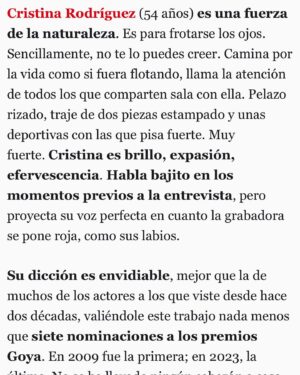 Cristina Rodríguez Torres Instagram - Esta entrevista me ha hecho especial ilusión, no por lo impecable, intachable y profesional que ha sido si no por quien me la hecho. @raul_rodo  es la persona que está de atrás de este artículo. Raul Rodríguez. ❤️ Nos conocimos hace muchos años, el tenia 23 años, yo muchos más y hablamos y nos miramos a los ojos. Raul empezaba su carrera profesional, estaba lleno de incertidumbre pero cuando lo conoces, sabes que va a llegar y Ha Llegado… y lo que te queda Amigo. Gracias. 😍 Y a todos lo que han hecho posible esta entrevista ha sido un regalo fantástico. @genelromero a ti sobre todo. A @cosmeticamimate por estar juntas y por la piel. @hoteltotem que nos acogió. @agatharuizdlprada @maisonmesa @lolacasademunt @15segundos_agencia las fotos son de @dondykriga y el maquillaje de @kilpa_19