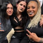 Cristina Scabbia Instagram - So cool to hang out aftershow with @chaneycrabb and @cammiebeverlyofficial Been waiting for a while to meet Chaney in person to tell her how much I love her crazy talent and I have the privilege to witness Cammie’s incredible voice every night on this tour. I am so lucky to be surrounded by VERY talented women in the scene, including the UBER AWESOME @ashcostello (love herrrrr) who graced us with her presence on our new song In the mean time (pic soon). On another note: happy Mother’s Day 🖤