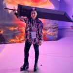 Cristina Scabbia Instagram - #finalfantasyviirebirth event unlocked ✅ It was so great to meet Yoshinori Kitase and Naoki Hamaguchi (producer and director of Final Fantasy VII rebirth)! I am SO ready for this game! FFVII is one of my fave games EVER…February 29th can’t come soon enough. And hey, I think my @yoshitaka_amano buttoned up shirt was PERFECT for the event, today 🖤 @squareenix #finalfantasy #finalfantasyviirebirth #finalfantasyVII