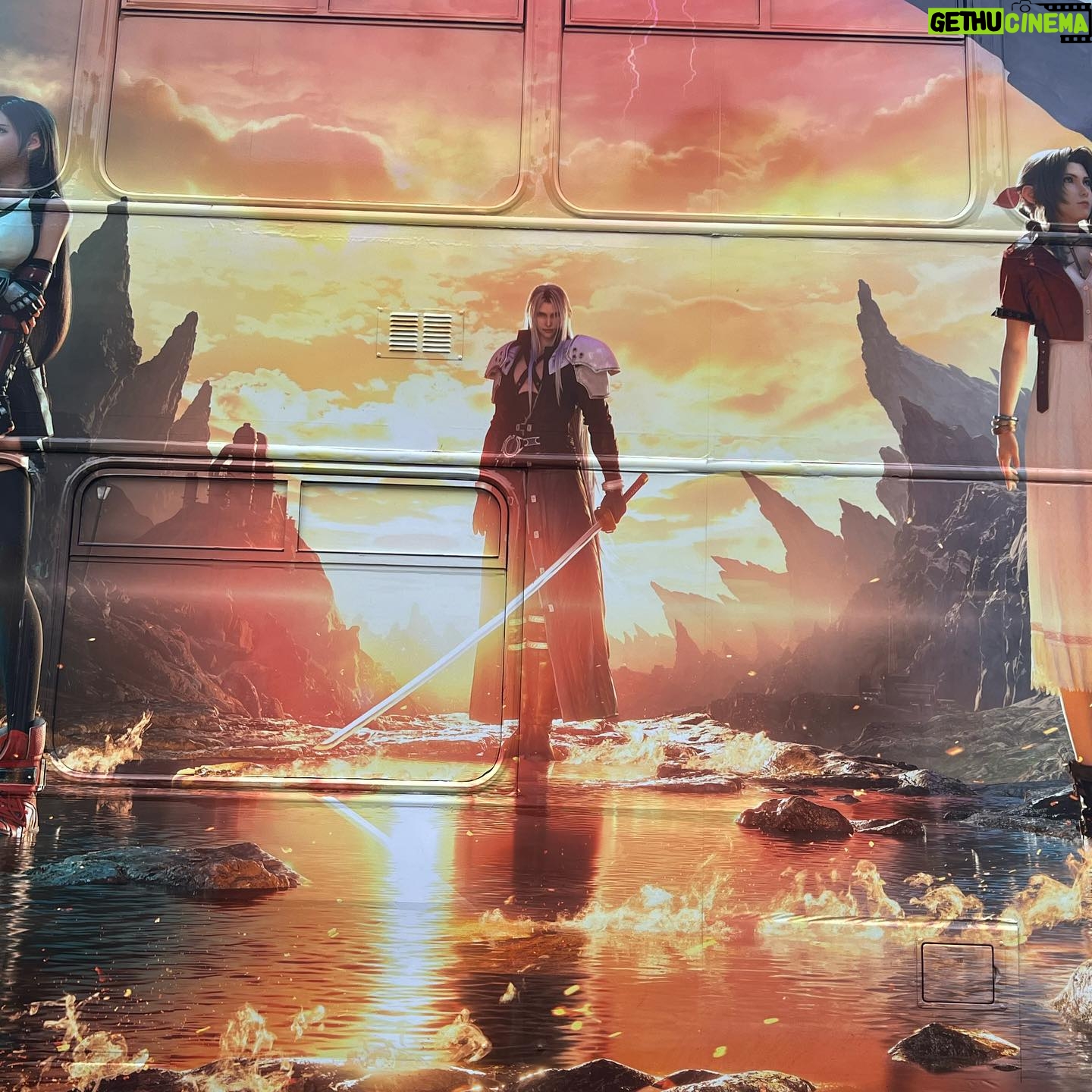 Cristina Scabbia Instagram - #finalfantasyviirebirth event unlocked ✅ It was so great to meet Yoshinori Kitase and Naoki Hamaguchi (producer and director of Final Fantasy VII rebirth)! I am SO ready for this game! FFVII is one of my fave games EVER…February 29th can’t come soon enough. And hey, I think my @yoshitaka_amano buttoned up shirt was PERFECT for the event, today 🖤 @squareenix #finalfantasy #finalfantasyviirebirth #finalfantasyVII