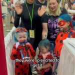Cristina Valenzuela Instagram - Gifting the new Miraculous Ladybug Hero Doll to some adorable con goers at Motor City! Available from @playmatestoysinc exclusively at @walmart 🐞❤️ #miraculousladybug #marinette #voiceover