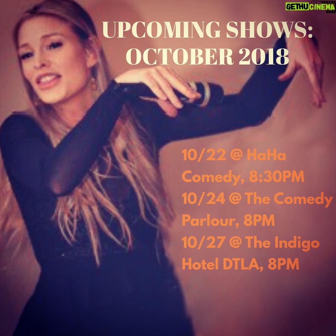 Cynthia Kirchner - 1.4K Likes - Upcoming October Shows.. 10/22 @ HaHa Comedy, 8:30PM @hahacomedyclub
10/24 @ The Comedy Parlour, 8PM @thecomedyparlour @ritahouseon3rd
10/27 @ The Indigo Hotel DTLA, 8PM @hotelindigodtla