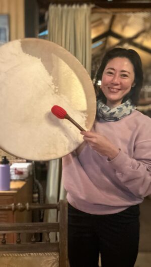 Cynthia Koh Instagram - Added the finishing touches to my personal drum and we are done. What a memorable process! So glad I got this memo from the universe to join Jane’s last drum making retreat. 
And the drum is back in Singapore waiting for me to come home. 
#drummaking 
#handmadeinstruments 
#medicinedrum