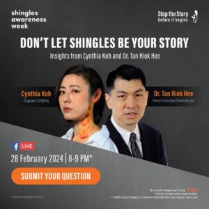 Cynthia Koh Instagram - Ever wondered what living with shingles is like?
On 28 Feb, as part of Shingles Awareness Week, I will have a chat with Dr. Tan about my mum’s painful shingles journey. 

We’ll talk about why shingles is so painful, how we can avoid it, and my own experience taking care of my mum.

Don’t forget to leave some questions in the comments, we’ll be answering them live!

This is a health message brought to you by GSK. For further information, please consult your doctor.
©️ 2024 GSK group of companies or its licensor.
NP-SG-HZU-SMP-240014. Date of Approval: February 2024
