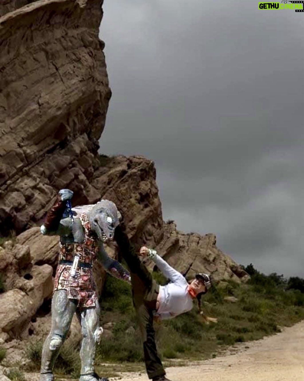 Cynthia Rothrock - 1.8K Likes - Fighting the Gorn at Vasquez Rocks 🤣🤣🤣#thegorn cynthiarothrock #sidekick #ladydragon #blackcreekmovie