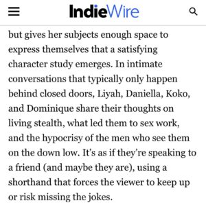 D. Smith Instagram - @kokomocityfilm - A documentary on The 25 Best Movies of 2023 list from @indiewire!!!! Grateful to all the beautiful stories shared by these amazing people. WELCOME TO KOKOMO CITY 🥂🥂🥂