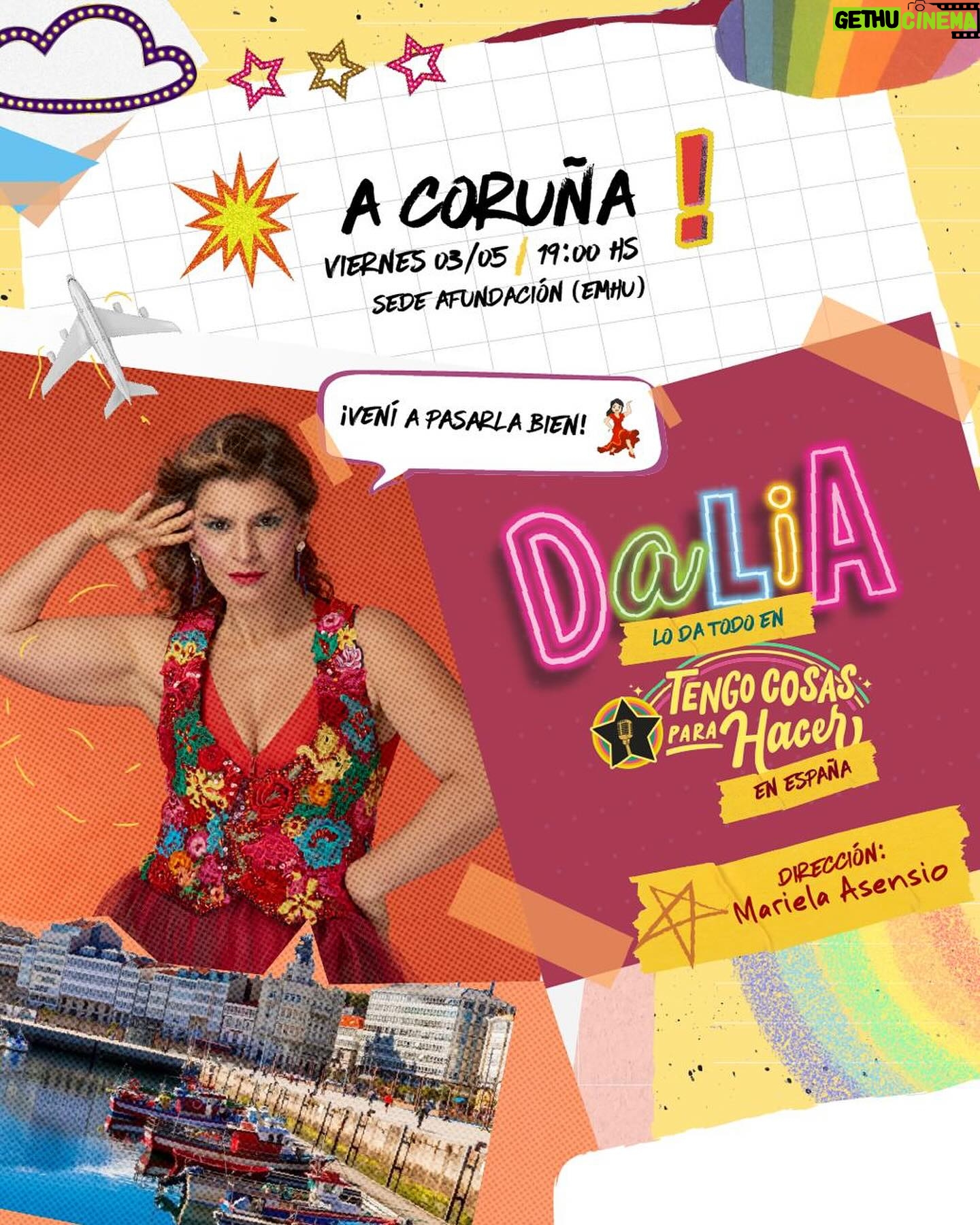 Dalia Gutmann Instagram - Estamos a punto de partir por primera ver con este show (y con show!) a España, y la EMOción, ANSIedad y ManiJa es TOTAL🎉⚡️‼️ Si andás por ahí, nos vemos. Si conocés a alguien que ande por ahí, avisale👇 ✔️A Coruña 3 de mayo 19hs Sede Afundación Festival mundial de humor @emhuoficial en @teatrocolon_acoruna (últimos tickets!) ✔️Barcelona Domingo 5 de mayo a las 20:30hs en @aquitania_teatre (No quedan tantas entradas!) ✔️Madrid Martes 7 de mayo 20hs en Pequeño Teatro Gran Via✨(Apurate a sacar que falta poco☝🏼) ✔️Mallorca Jueves 9 de mayo 22hs en @rivolicomedy (Nos vemos pronto‼️) ✔️Valencia Sábado 11 de mayo 20hs @rambleta (Ven a reírte, joder😋🎉) ✔️Málaga Lunes 13 de mayo 20:30hs en la @cocheracabaret (La pasaremos de puta madre Tío🤭😅) Los tickets en el LiNK de la BIO En cuál nos vemos? Producen: @hthproductora @etiquetanegra_producciones @eltiocaracoles