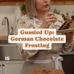 Damaris Phillips Instagram - If you want to learn how to marking this heavenly frosting, you can watch the full episode on YouTube! Link in bio and story. German Chocolate Frosting Ingredients: 12 tablespoons unsalted butter, room temperature 1 (12-ounce) can evaporated milk 1 cup light brown sugar, heavy packed 4 egg yolks, room temperature 1 teaspoon pure vanilla extract 1-2 teaspoon fine sea salt 2 cups sweetened, shredded coconut 1 1/2 cup chopped pecans Melt butter, milk, and sugar in saucepan over medium heat. Temper the egg yolks with 1/2 cup of the warm mixture in small bowl, then add back to saucepan. Bring the mixture up to a simmer and cook for 10 minutes until thickened, stirring nearly the entire time. Remove from heat, add vanilla, salt, coconut, and pecans. Chill in refrigerator for 2-3 hours