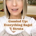 Damaris Phillips Instagram - What’s your “use up leftovers” recipes? I make strata’s. Growing up my dad’s go to was Refrigerator Clean Out Soup… 😂😂😂 Everything Bagel Strata Ingredients: 12 ounce loaf french or 3 everything bagels, cut into 1 inch cubes 12 large eggs 2 cups sour cream 2-3 teaspoons everything seasoning (use less if it’s really salty) 1 teaspoon chopped fresh thyme 1 cup cooked sausage 1 cup caramelized onions 1 cup sliced grape tomatoes 2 cups shredded sharp cheddar cheese Green onions to garnish Cooking spray Method: Spray a 9X13 pan and arrange the bread cubes in an even layer on the bottom. Set aside. To a large bowl add the eggs, sour cream, everything seasoning and thyme. Whisk to combine. Sprinkle the sausage and caramelized onions onto the bread and pour on the egg mixture. Top with cheese and tomatoes and allow to rest for 1 hour so that the bread soaks up the eggs. If your bread is very stale, soak longer. (Can soak for up to 24 hours in the refrigerator) Preheat the oven to 325 degrees F. Cover with aluminum foil and bake for 60 minutes u til the center is just set. Remove the foil and bake another 10-15 until the top is golden. Remove from the oven, sprinkle with green onions and serve.