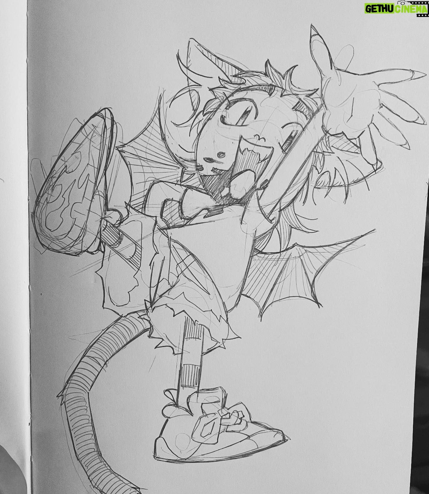 Dana Terrace Instagram - 🦇 or 🐈⬛? Little sketch from Patreon (link in profile).