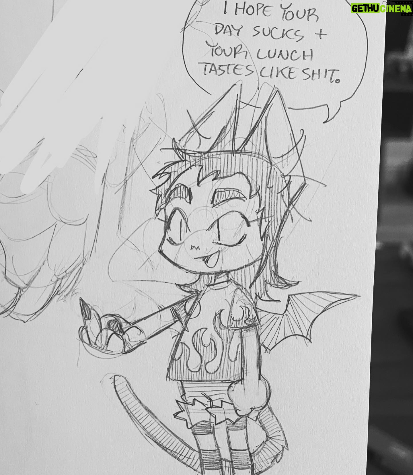 Dana Terrace Instagram - 🦇 or 🐈⬛? Little sketch from Patreon (link in profile).