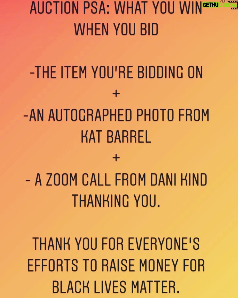 Dani Kind Instagram - Please see link in my bio to the auction. Thank you again to all of the cast for gifting such great items to make this happen.