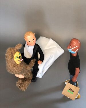 Daniella Pineda Instagram - “Hi your delivery-oh shit...word...ok...I’m just gonna set this down...”
.
.
.
Clay, Acrylic, Cloth, Paper.
By ME.