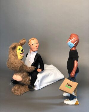 Daniella Pineda Instagram - “Hi your delivery-oh shit...word...ok...I’m just gonna set this down...”
.
.
.
Clay, Acrylic, Cloth, Paper.
By ME.