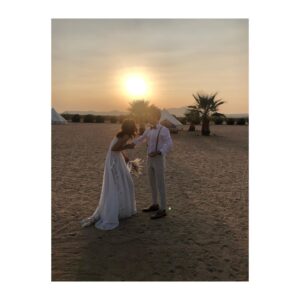 Danielle Macdonald Instagram - This is how we desert wedding 🌴 
(Jax thought he should be the center of attention naturally)