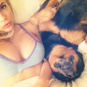 Danielle Mathers Instagram - Yesterday, I said the most impossible goodbye to my best friend of 14 years. I have lost a parent, many family members and friends, but somehow there is nothing like the depth of pain I feel when losing my furry best friend. This one is different…more painful, left more of a hole than any other has. Sharing her last breath with her will resonate with me forever. It’s so finite, yet is so necessary as we are our pets whole world. Knowing how happy and comfortable she was in her final moments made it worth all the pain we took on yesterday. 
✨
The pinnacle of my happiest years were spent with her. She knows ALL my secrets (there are a lot), she came to every job, casting, fitting with me…she even visited the Playboy Mansion and was my copilot everyday when I’d go to work on the radio show. And when we started the cannabis business… guess who was at @greenstreet @hightimes__ EVERY DAY?! This girl was the homie and has been everything to me since I was 21. 
✨
My OG baby, my Muffin, the moo, bubbies, Mookintookin, Brooklyn… THANK YOU for being the best girl and the best partner in crime a person could ask for. It was an absolute honor knowing and loving you for so long… Mommy loves you forever and always… until we meet again.. I hope someone up there is letting you attack a hose & bark at their vacuum! 💕✨