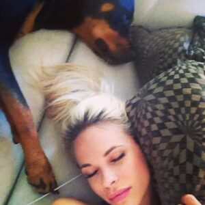 Danielle Mathers Instagram - Yesterday, I said the most impossible goodbye to my best friend of 14 years. I have lost a parent, many family members and friends, but somehow there is nothing like the depth of pain I feel when losing my furry best friend. This one is different…more painful, left more of a hole than any other has. Sharing her last breath with her will resonate with me forever. It’s so finite, yet is so necessary as we are our pets whole world. Knowing how happy and comfortable she was in her final moments made it worth all the pain we took on yesterday. 
✨
The pinnacle of my happiest years were spent with her. She knows ALL my secrets (there are a lot), she came to every job, casting, fitting with me…she even visited the Playboy Mansion and was my copilot everyday when I’d go to work on the radio show. And when we started the cannabis business… guess who was at @greenstreet @hightimes__ EVERY DAY?! This girl was the homie and has been everything to me since I was 21. 
✨
My OG baby, my Muffin, the moo, bubbies, Mookintookin, Brooklyn… THANK YOU for being the best girl and the best partner in crime a person could ask for. It was an absolute honor knowing and loving you for so long… Mommy loves you forever and always… until we meet again.. I hope someone up there is letting you attack a hose & bark at their vacuum! 💕✨