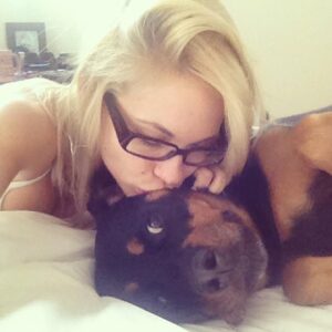 Danielle Mathers Instagram - Yesterday, I said the most impossible goodbye to my best friend of 14 years. I have lost a parent, many family members and friends, but somehow there is nothing like the depth of pain I feel when losing my furry best friend. This one is different…more painful, left more of a hole than any other has. Sharing her last breath with her will resonate with me forever. It’s so finite, yet is so necessary as we are our pets whole world. Knowing how happy and comfortable she was in her final moments made it worth all the pain we took on yesterday. 
✨
The pinnacle of my happiest years were spent with her. She knows ALL my secrets (there are a lot), she came to every job, casting, fitting with me…she even visited the Playboy Mansion and was my copilot everyday when I’d go to work on the radio show. And when we started the cannabis business… guess who was at @greenstreet @hightimes__ EVERY DAY?! This girl was the homie and has been everything to me since I was 21. 
✨
My OG baby, my Muffin, the moo, bubbies, Mookintookin, Brooklyn… THANK YOU for being the best girl and the best partner in crime a person could ask for. It was an absolute honor knowing and loving you for so long… Mommy loves you forever and always… until we meet again.. I hope someone up there is letting you attack a hose & bark at their vacuum! 💕✨