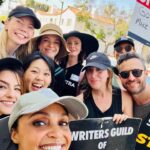 Danielle Nicolet Instagram - #UNIONSTRONG💪🏽 - Grateful to have such a wonderful base of friends to be on the picket lines with! All of @sagaftra & @wgawest are sticking together fighting the good fight!
