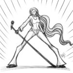 Darcy Rose Byrnes Instagram - @artofbadapple makes me look like I’m the opening act for @heartofficial and like I only learned flute because of @jethrotull_ and yeah okay maybe that second one is true…. Go follow @artofbadapple if you want some awesomeness on your feed #rock #music #70s #art #sketch