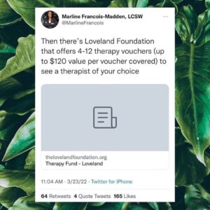 Dawn-Lyen Gardner Instagram - Please share with your community! 🙏🏽 Repost from @justice4blackgirls
•
For Black girls & women who need free therapy and healing resources. Please share this list curated by @marlinefrancois with organizations who provide therapy vouchers! We’re so grateful for her insight and deep commitment to the work that honors the healing and wellness of Black girls!🤍

In addition to the critical work of organizations like our sister org @blackgirlssmile, we launch our Healing & Liberation Initiative offering free monthly spirituality coaching, wellness coaching, meditation resources and yoga! Each session is FREE and open to all Black girls. Our inaugural session happens today at 6PM EST. (Registration link is in our bio!)

**if you know of any other resources please add them below.

Black girls you are worthy of absolutely every investment. You deserve access to any and every resource that will facilitate your holistic healing and wellness. We send an abundance of love and light to our IG fam and hope to see some of you at our opening session this evening!🤍🙏🏾✨

*Even if you don’t need this list please share because there may be someone connected to you who does.🤍

#justiceforblackgirls #blackgirlwellness #mentalhealth #blackgirlhealing #freementalhealthresources