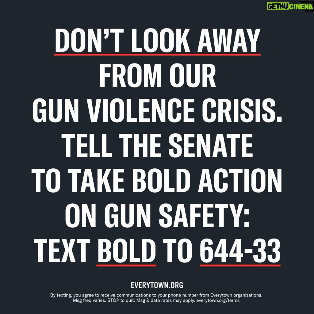 Dawn-Lyen Gardner Instagram - We have a gun violence crisis in America. More than 110 people die from gun violence each day, and it’s past time that the U.S. Senate does something about it. Call your senators and demand they #DontLookAway from this crisis: Text BOLD to 644-33 and @Everytown will connect you.