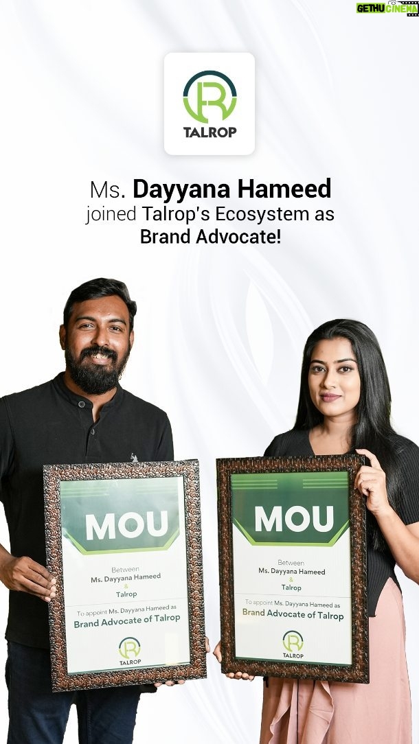 Dayyana Hameed Instagram - ടാൽറോപിന്റെ ബ്രാന്റ് അഡ്വക്കേറ്റായി പ്രശസ്ത സിനിമാതാരം ഡയാന ഹമീദ്! @dayyana_hameed @talropceoofficial #talrop #brandadvocate #brand #build #ecosystem #headquarters #nation #technology #tourism #technology #education #startup #health #kerala #keralam