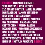 Debbie Millman Instagram – The #OnAirFest Friday, March 1st Line-Up is not to be missed! 🔊 @MalcolmGladwell will be honored as our 2024 Audio Vanguard Award recipient and will have a discussion with @pushkinpod’s Gretta Cohn. Also, Freakonomics host Stephen Dubner in a career-spanning conversation with Hot Pod’s Ariel Shapiro, musical mysteries from @switchedonpop and hosts @charlieharding and natesloan and so much more!