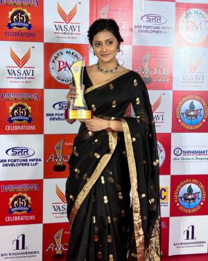 Debjani Modak Instagram - Thank you @pats_media_ for this honour 
#gratitude #teluguserials #feelingblessed