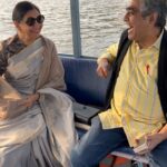 Deepti Naval Instagram – With Shantanu Ray Chaudhary, editor, writer, off to our session at Rudra Hall. 
Wardrobe @raw_mango