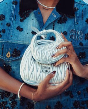 Demi Singleton Instagram - upcycled 🩵 
 
#MiuMiu 
#Upcycled