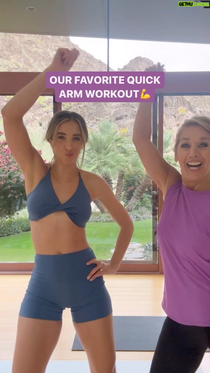 Denise Austin Instagram - FUN ARM SCULPT WORKOUT with my mama @deniseaustin πͺπ―ββοΈ tag your workout buddy in the comments!!! The workout: 1. Lateral raises 2. Single arm press 3. Tricep kickbacks 4. Back fly 5. Tricep extensions 6. Chest openers Try each move for 30 seconds, and repeat 2-3xπ«