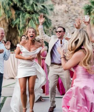 Denise Austin Instagram - Still on a MAGICAL high!!! This past wedding weekend was a DREAM !!! Katie and Lane are so HAPPY in LOVE!!! It was so special for us to be able to host the Welcome Party and their Beautiful wedding at our home!!!! On Friday night, at their Welcome party, Jeff, Kelly and I surprised Katie with her favorite Caribbean band from Anguilla, @omalie360_music…we had so much FUN and I will never get over how much LOVE was in the air!!! And the day of the wedding was just EUPHORIC…my sweet Katie looked STUNNING…seeing her so happy made my heart smile!!! I will be forever grateful for this absolutely breathtaking weekend!!! Love and Joy. Xoxo