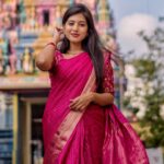 Dhanalakshmi Saminathan Instagram - Saree with blouse : @rang_gopika Shot by : @tru_the_lens_with_monk Blouse stitched by: @askcouture.7 . . . #instapost #ootd #ootdfashion #collaborationindia #templevibes ##collaboration #outfit #sareeseries #sareestyling #pink #pinkchecked #featured #tamil #tamilponnu #traditionalwear #dhanasaminathan #anu